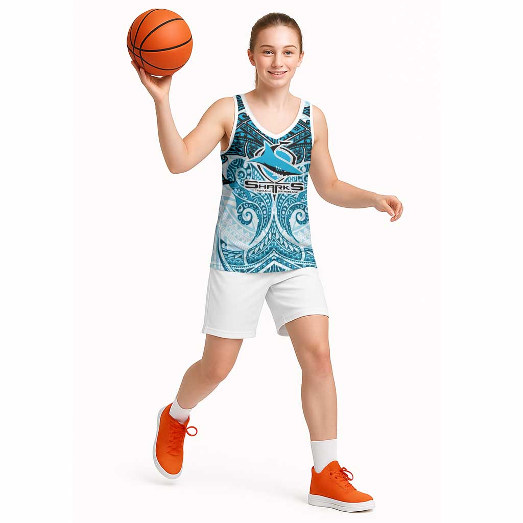 Personalized Cronulla-Sutherland Sharks Basketball Jersey Polynesian Tribal Pattern Style