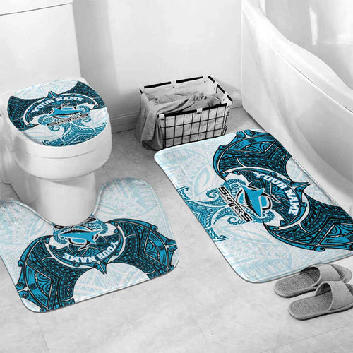 Personalized Cronulla-Sutherland Sharks Bathroom Set Polynesian Tribal Pattern Style