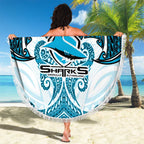 Personalized Cronulla-Sutherland Sharks Beach Blanket Polynesian Tribal Pattern Style