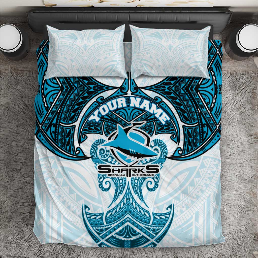 Personalized Cronulla-Sutherland Sharks Bedding Set Polynesian Tribal Pattern Style