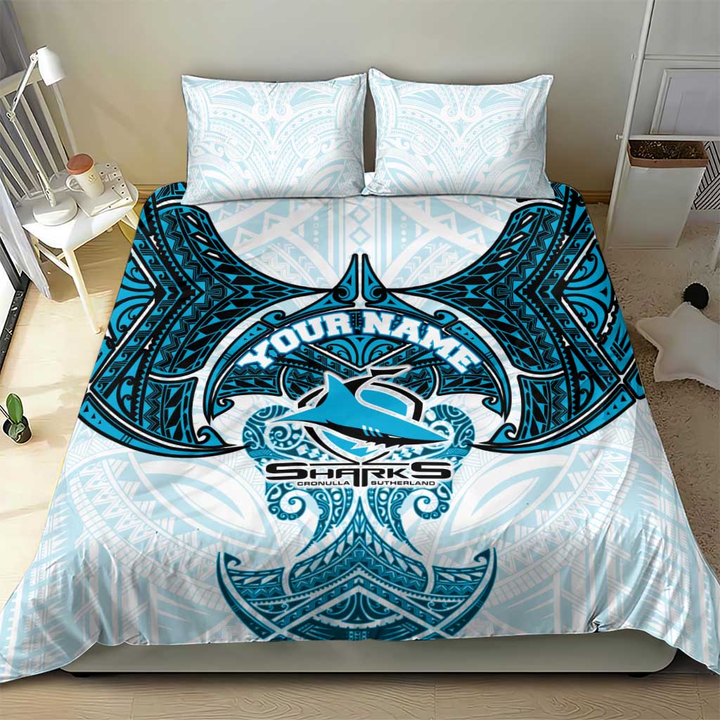 Personalized Cronulla-Sutherland Sharks Bedding Set Polynesian Tribal Pattern Style