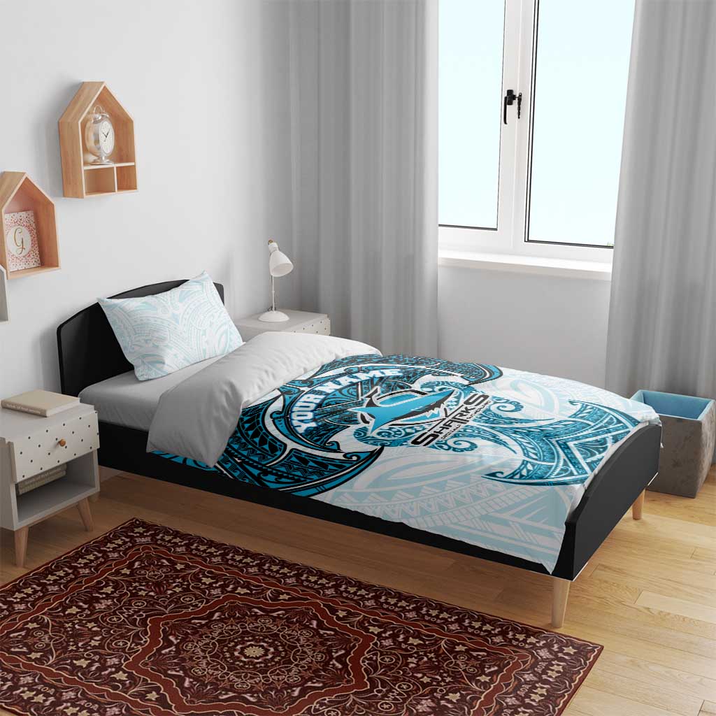 Personalized Cronulla-Sutherland Sharks Bedding Set Polynesian Tribal Pattern Style