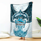 Personalized Cronulla-Sutherland Sharks Blanket Polynesian Tribal Pattern Style