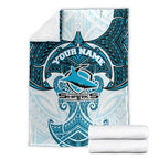 Personalized Cronulla-Sutherland Sharks Blanket Polynesian Tribal Pattern Style