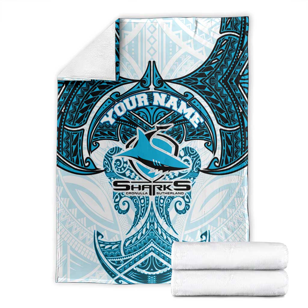 Personalized Cronulla-Sutherland Sharks Blanket Polynesian Tribal Pattern Style