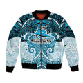 Personalized Cronulla-Sutherland Sharks Bomber Jacket Polynesian Tribal Pattern Style