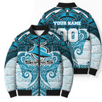 Personalized Cronulla-Sutherland Sharks Bomber Puffer Jacket Polynesian Tribal Pattern Style