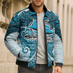 Personalized Cronulla-Sutherland Sharks Bomber Puffer Jacket Polynesian Tribal Pattern Style