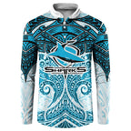 Personalized Cronulla-Sutherland Sharks Button Sweatshirt Polynesian Tribal Pattern Style