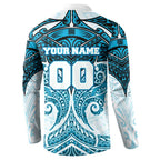 Personalized Cronulla-Sutherland Sharks Button Sweatshirt Polynesian Tribal Pattern Style