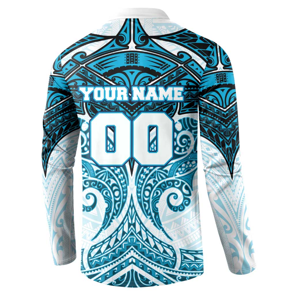 Personalized Cronulla-Sutherland Sharks Button Sweatshirt Polynesian Tribal Pattern Style