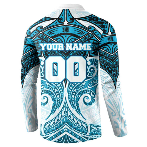 Personalized Cronulla-Sutherland Sharks Button Sweatshirt Polynesian Tribal Pattern Style