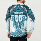 Personalized Cronulla-Sutherland Sharks Button Sweatshirt Polynesian Tribal Pattern Style