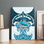 Personalized Cronulla-Sutherland Sharks Canvas Wall Art Polynesian Tribal Pattern Style