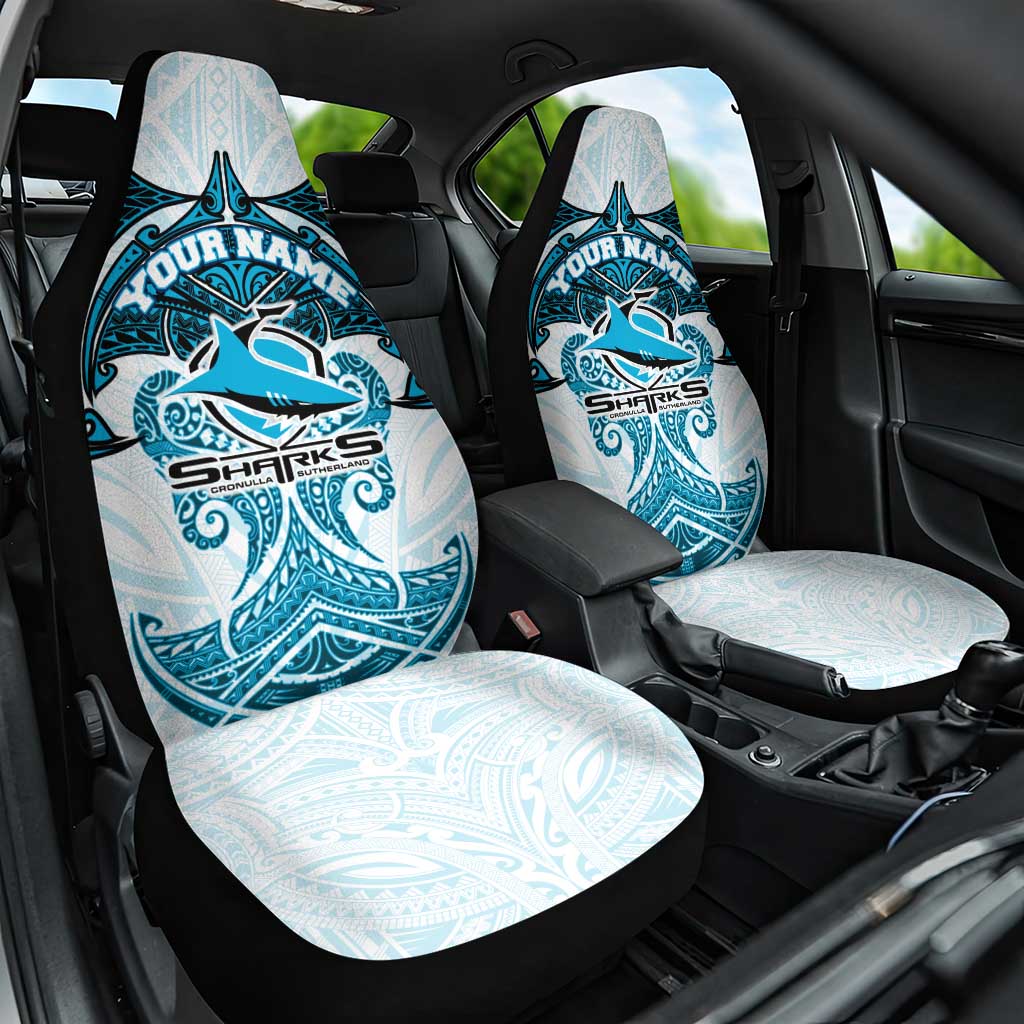 Personalized Cronulla-Sutherland Sharks Car Seat Cover Polynesian Tribal Pattern Style