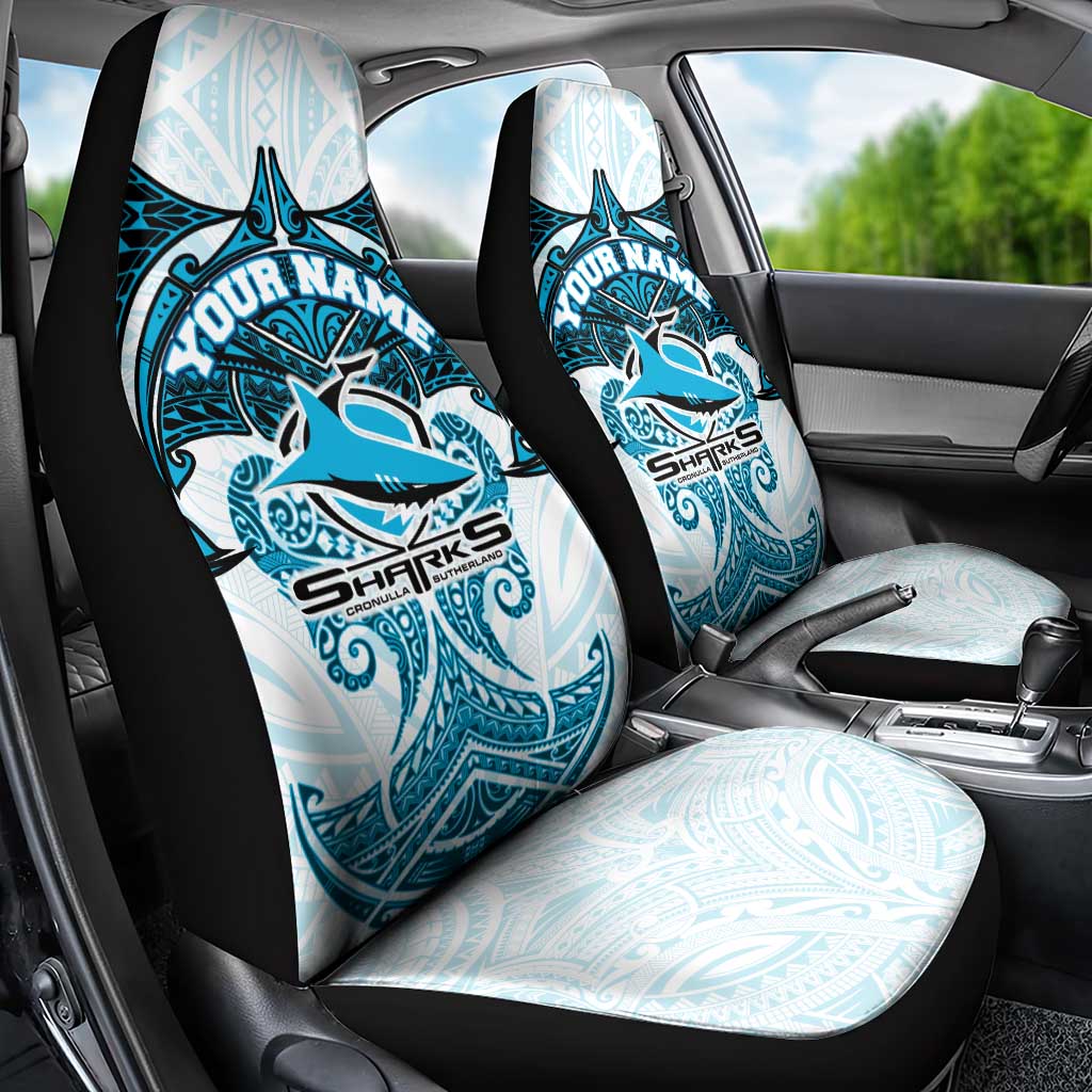 Personalized Cronulla-Sutherland Sharks Car Seat Cover Polynesian Tribal Pattern Style