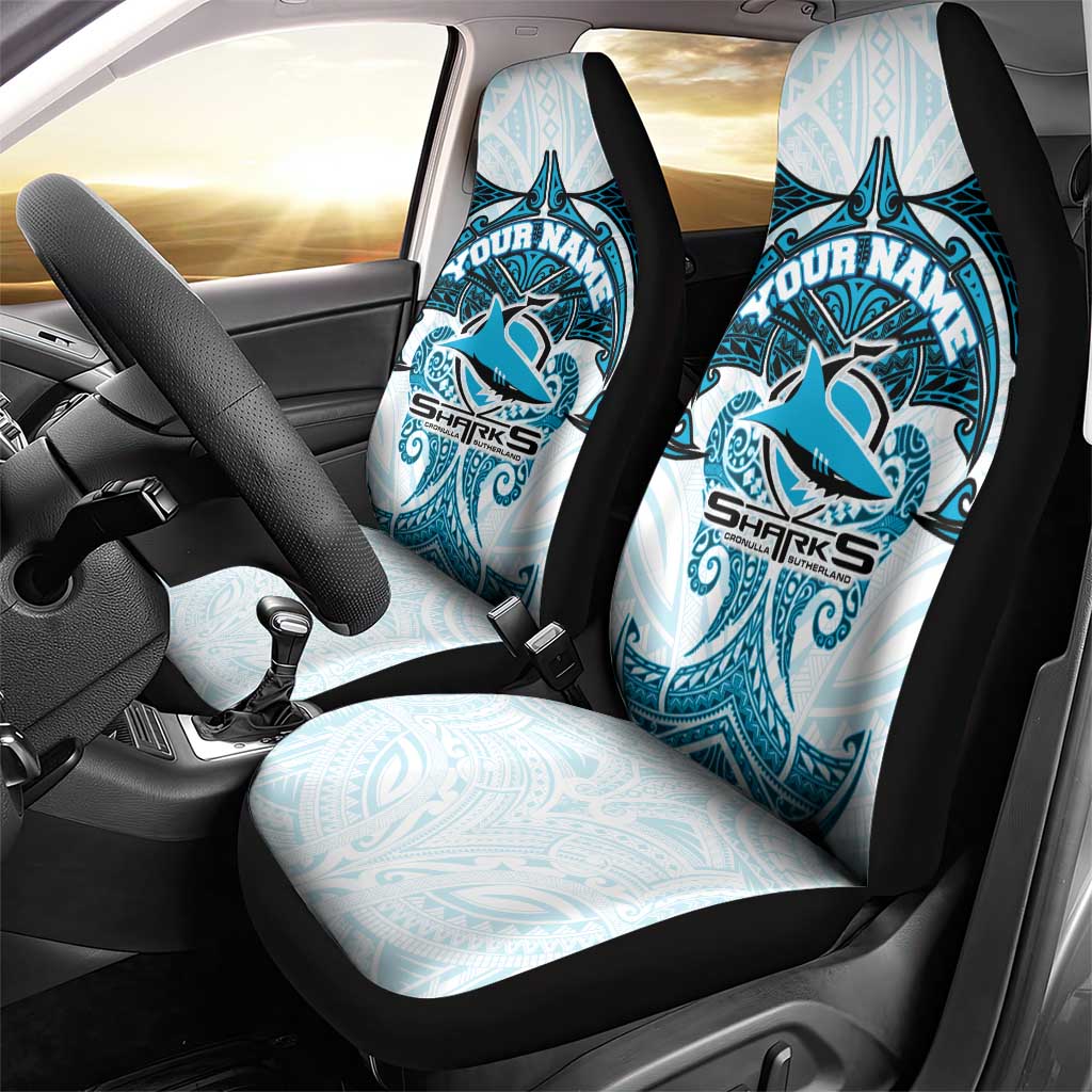 Personalized Cronulla-Sutherland Sharks Car Seat Cover Polynesian Tribal Pattern Style