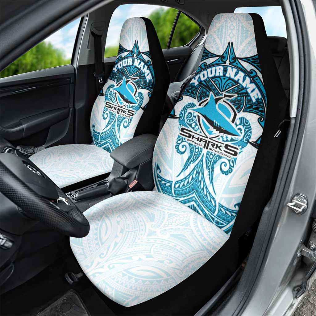 Personalized Cronulla-Sutherland Sharks Car Seat Cover Polynesian Tribal Pattern Style
