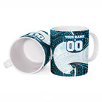 Personalized Cronulla-Sutherland Sharks Ceramic Mug Polynesian Tribal Pattern Style