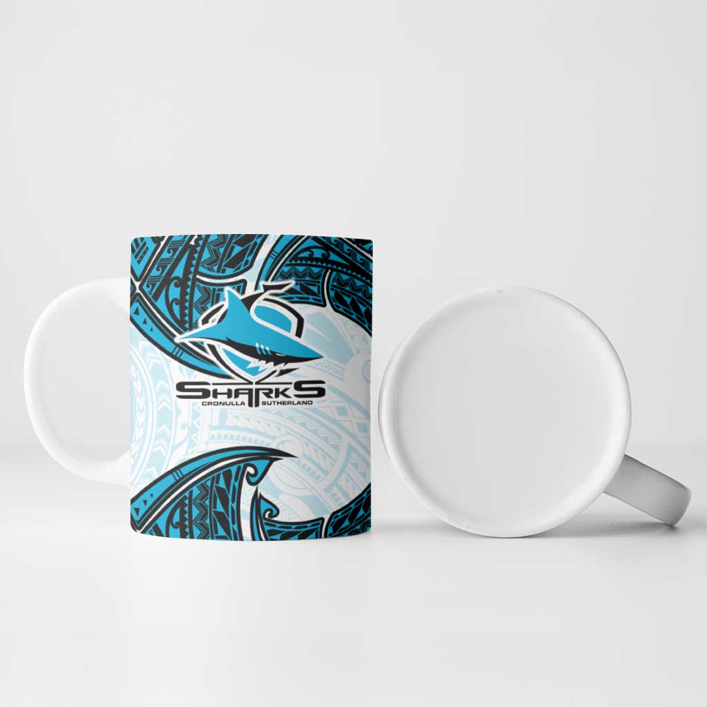 Personalized Cronulla-Sutherland Sharks Ceramic Mug Polynesian Tribal Pattern Style