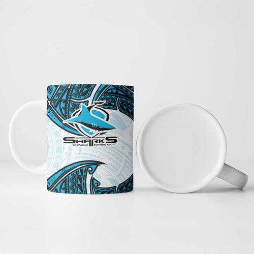 Personalized Cronulla-Sutherland Sharks Ceramic Mug Polynesian Tribal Pattern Style