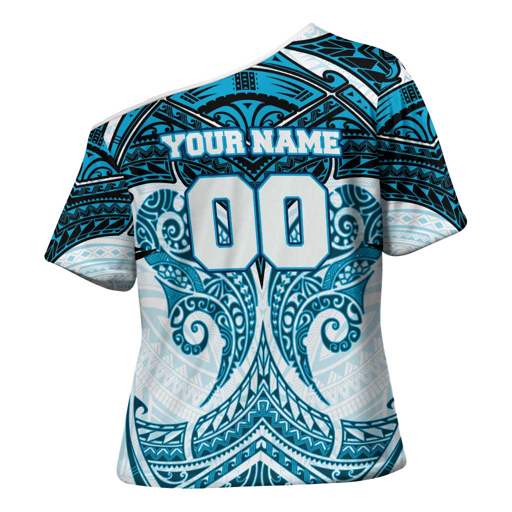 Personalized Cronulla-Sutherland Sharks Cross Shoulder Shirt Polynesian Tribal Pattern Style