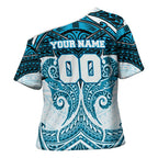 Personalized Cronulla-Sutherland Sharks Cross Shoulder Shirt Polynesian Tribal Pattern Style