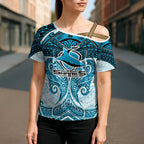 Personalized Cronulla-Sutherland Sharks Cross Shoulder Shirt Polynesian Tribal Pattern Style