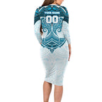 Personalized Cronulla-Sutherland Sharks Family Matching Long Sleeve Bodycon Dress and Hawaiian Shirt Polynesian Tribal Pattern Style