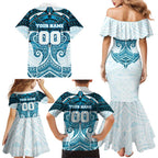 Personalized Cronulla-Sutherland Sharks Family Matching Mermaid Dress and Hawaiian Shirt Polynesian Tribal Pattern Style