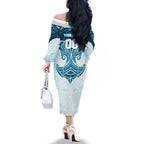 Personalized Cronulla-Sutherland Sharks Family Matching Off The Shoulder Long Sleeve Dress and Hawaiian Shirt Polynesian Tribal Pattern Style