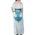 Personalized Cronulla-Sutherland Sharks Family Matching Off Shoulder Maxi Dress and Hawaiian Shirt Polynesian Tribal Pattern Style