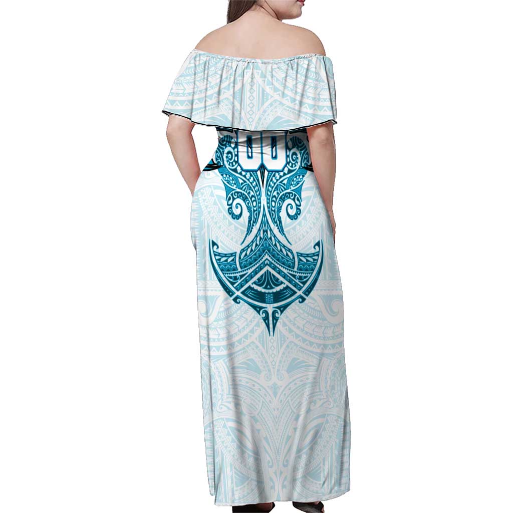 Personalized Cronulla-Sutherland Sharks Family Matching Off Shoulder Maxi Dress and Hawaiian Shirt Polynesian Tribal Pattern Style