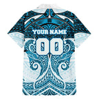 Personalized Cronulla-Sutherland Sharks Family Matching Off Shoulder Short Dress and Hawaiian Shirt Polynesian Tribal Pattern Style