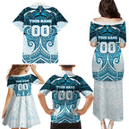 Personalized Cronulla-Sutherland Sharks Family Matching Puletasi and Hawaiian Shirt Polynesian Tribal Pattern Style