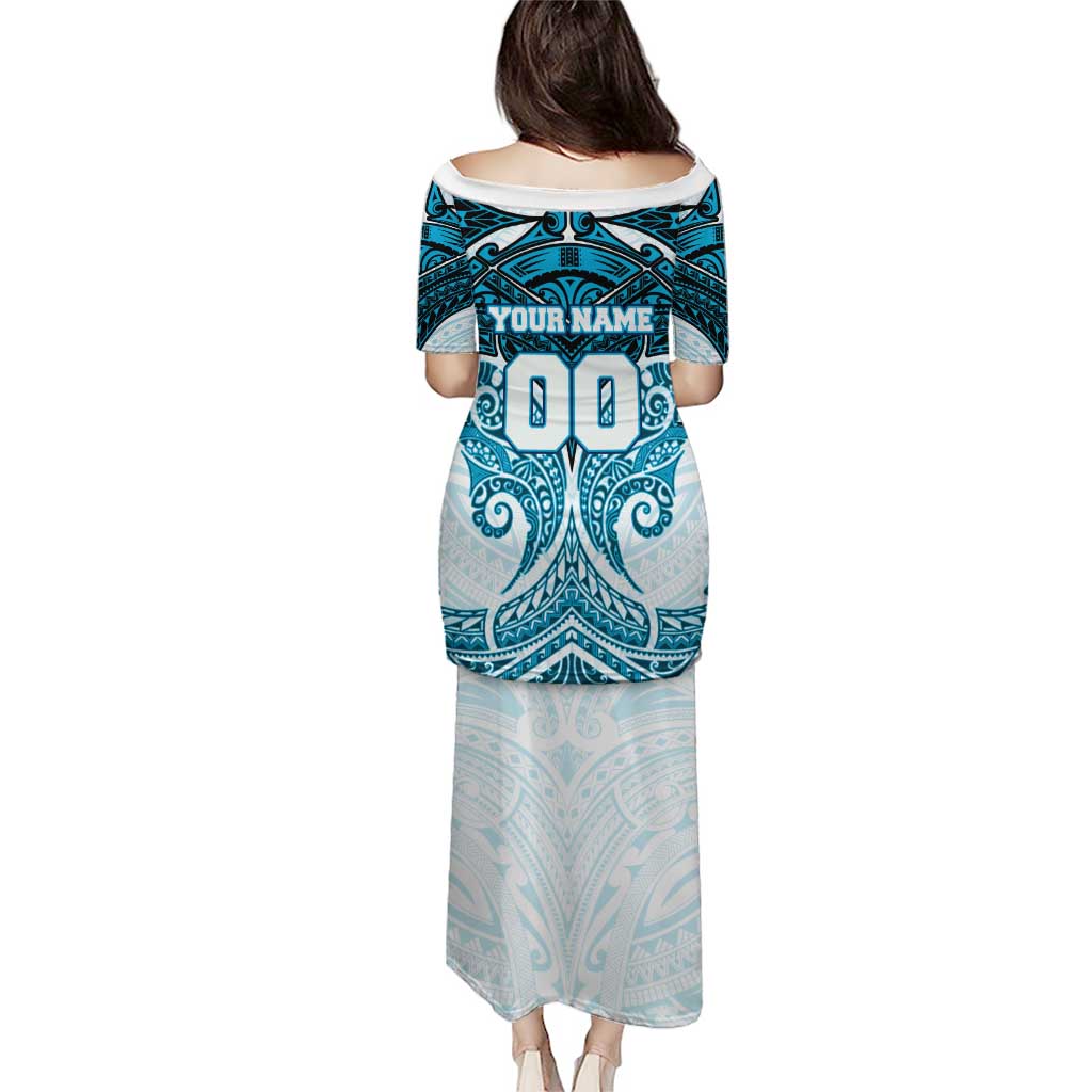 Personalized Cronulla-Sutherland Sharks Family Matching Puletasi and Hawaiian Shirt Polynesian Tribal Pattern Style