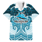 Personalized Cronulla-Sutherland Sharks Family Matching Short Sleeve Bodycon Dress and Hawaiian Shirt Polynesian Tribal Pattern Style