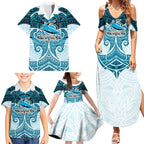 Personalized Cronulla-Sutherland Sharks Family Matching Summer Maxi Dress and Hawaiian Shirt Polynesian Tribal Pattern Style