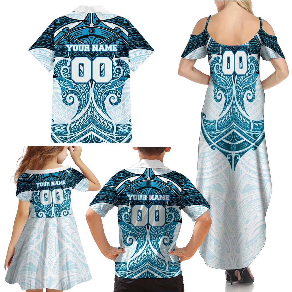Personalized Cronulla-Sutherland Sharks Family Matching Summer Maxi Dress and Hawaiian Shirt Polynesian Tribal Pattern Style