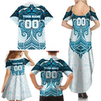 Personalized Cronulla-Sutherland Sharks Family Matching Summer Maxi Dress and Hawaiian Shirt Polynesian Tribal Pattern Style