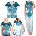 Personalized Cronulla-Sutherland Sharks Family Matching Tank Maxi Dress and Hawaiian Shirt Polynesian Tribal Pattern Style