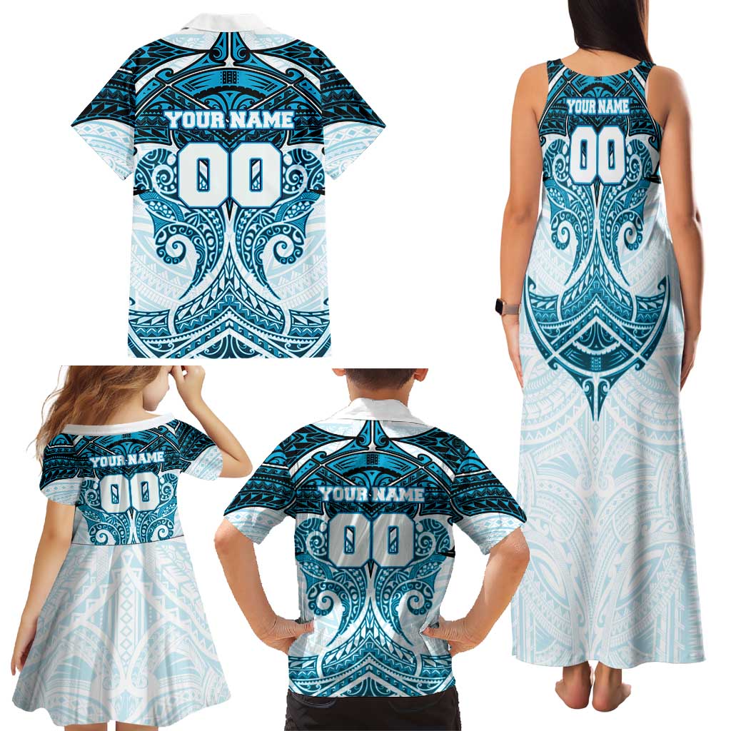 Personalized Cronulla-Sutherland Sharks Family Matching Tank Maxi Dress and Hawaiian Shirt Polynesian Tribal Pattern Style