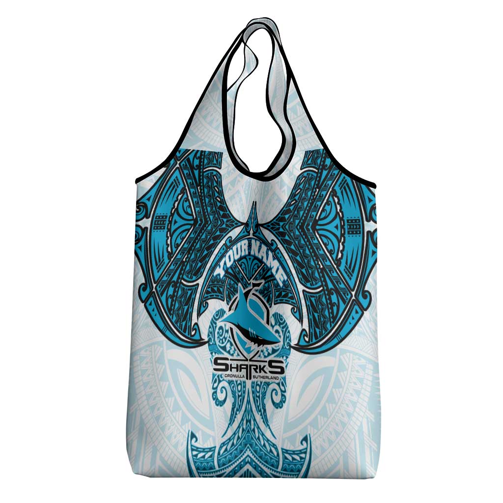 Personalized Cronulla-Sutherland Sharks Grocery Bag Polynesian Tribal Pattern Style