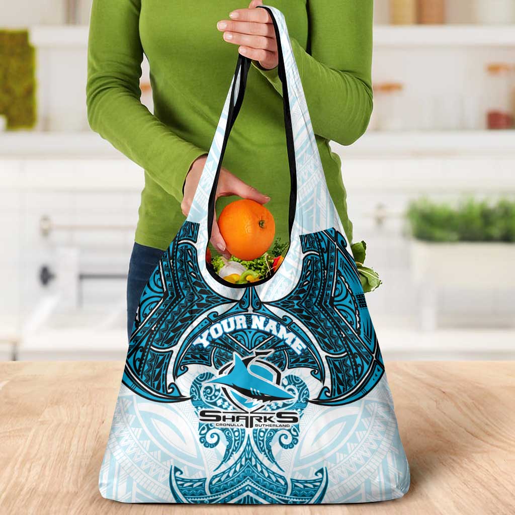 Personalized Cronulla-Sutherland Sharks Grocery Bag Polynesian Tribal Pattern Style