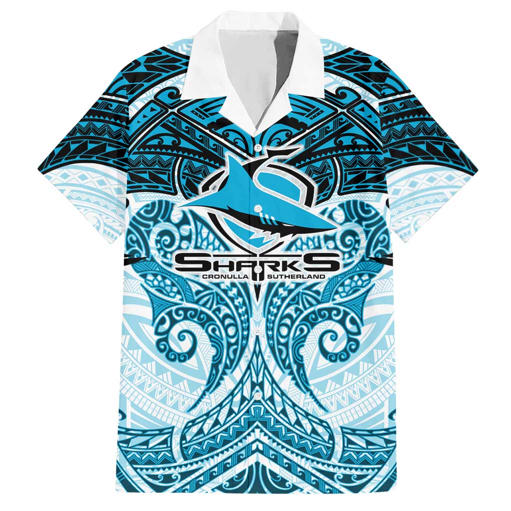 Personalized Cronulla-Sutherland Sharks Hawaiian Shirt Polynesian Tribal Pattern Style
