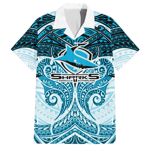 Personalized Cronulla-Sutherland Sharks Hawaiian Shirt Polynesian Tribal Pattern Style