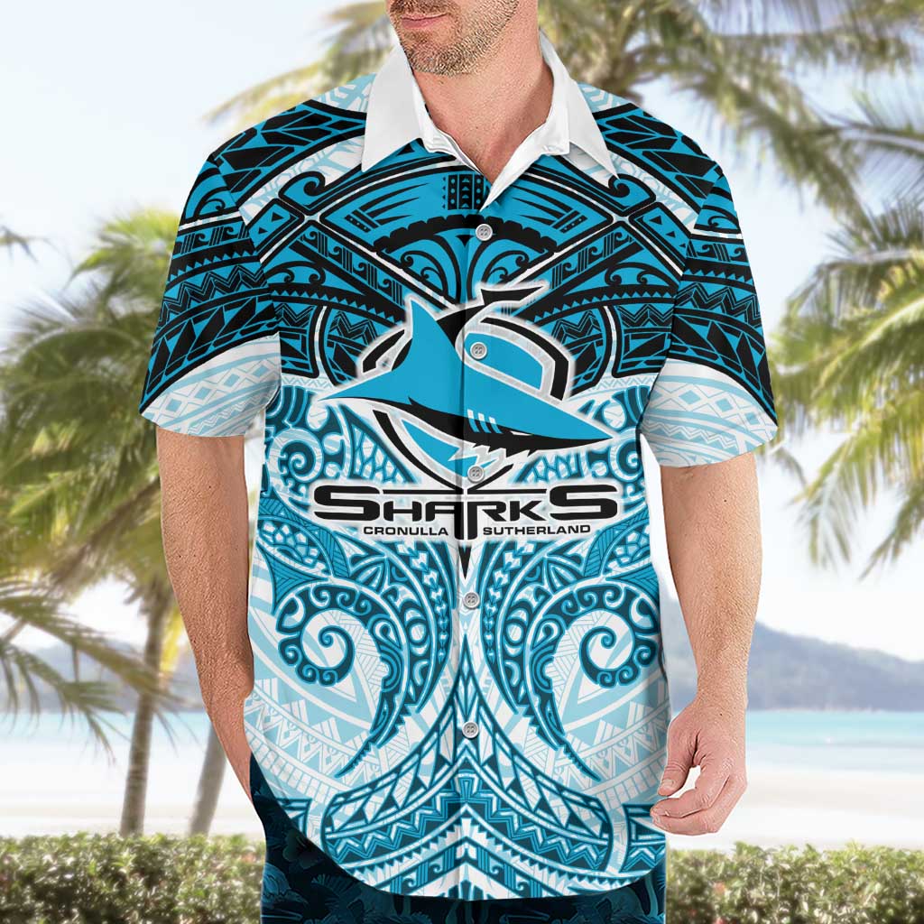 Personalized Cronulla-Sutherland Sharks Hawaiian Shirt Polynesian Tribal Pattern Style