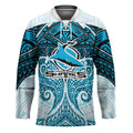 Personalized Cronulla-Sutherland Sharks Hockey Jersey Polynesian Tribal Pattern Style