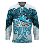 Personalized Cronulla-Sutherland Sharks Hockey Jersey Polynesian Tribal Pattern Style