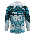 Personalized Cronulla-Sutherland Sharks Hockey Jersey Polynesian Tribal Pattern Style